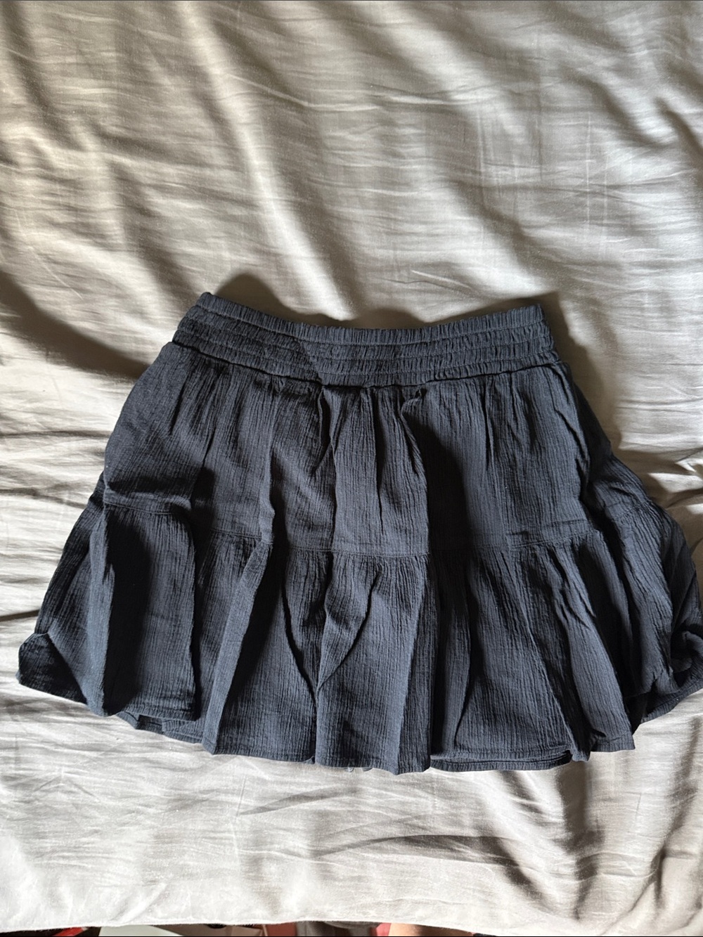 Black Tiered Skort with Elastic Waist - Unbranded